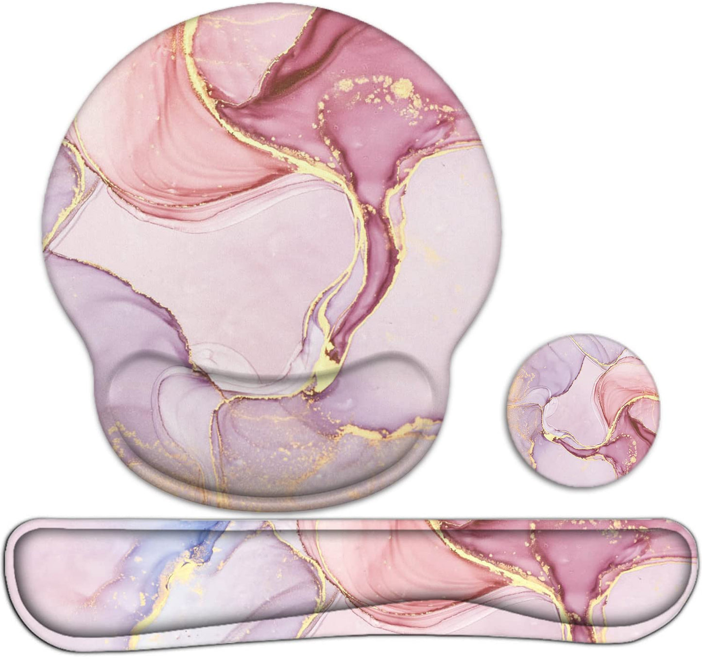 LATEEFAH Mouse Pad with Wrist Rest, 3-in-1 Gaming Mouse Pad, Keyboard Wrist Rest, Ergonomic Memory Foam Mousepad with Wrist Support for Computer Keyboard