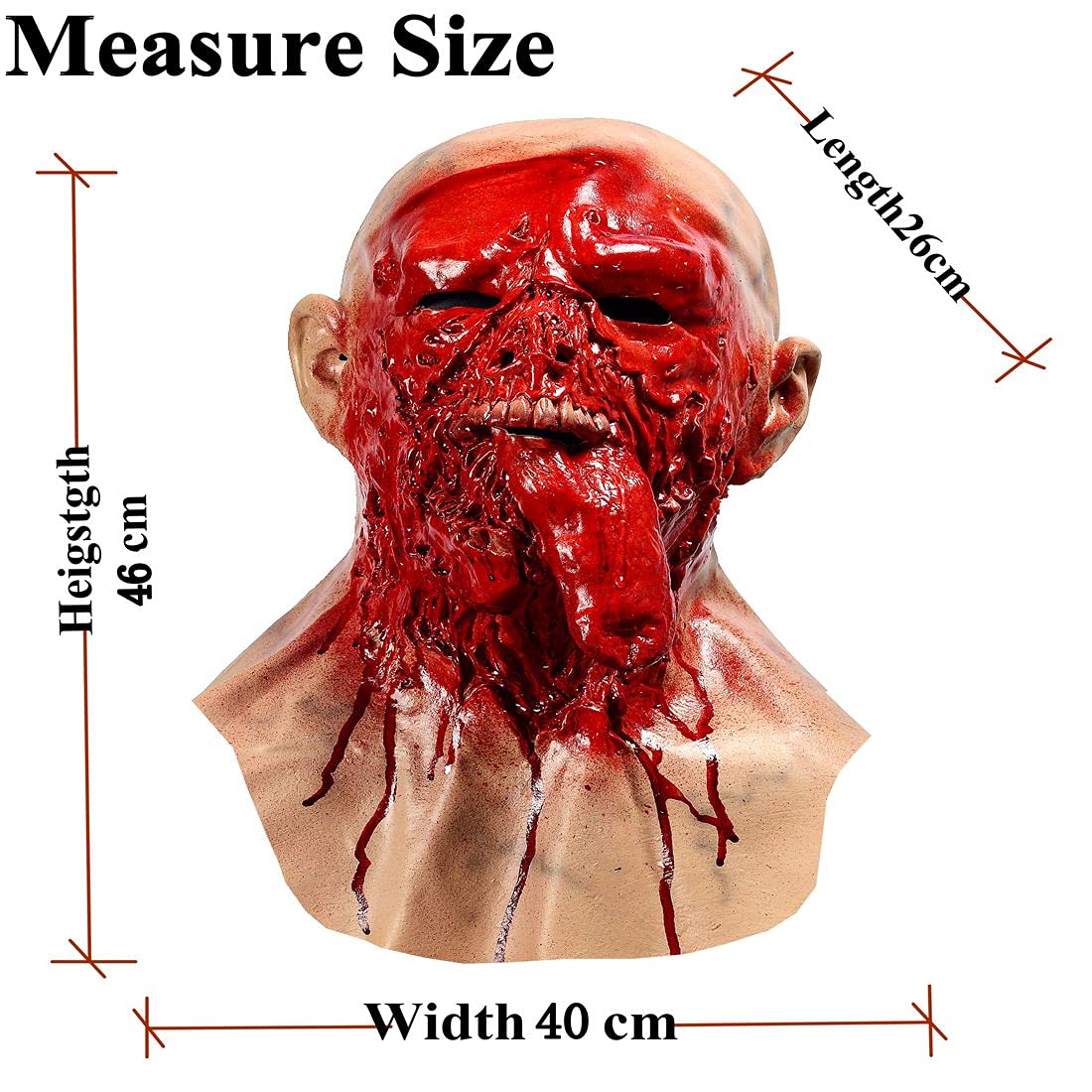 LEKA NEIL Halloween mask-Scary mask-Zombie mask-Vampire Mask-Creepy Costume Corpse Party Overhead Mask (Red-B)