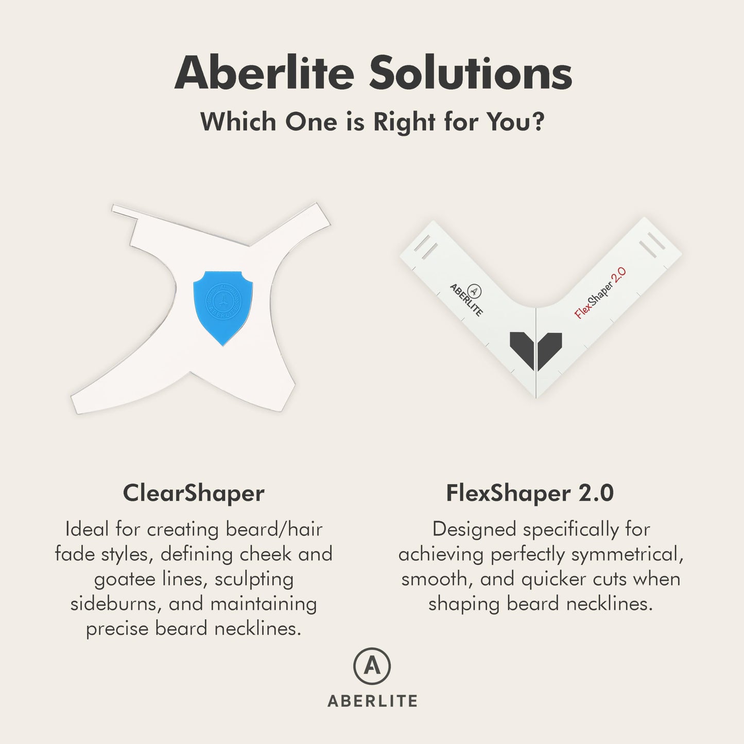 Aberlite ClearShaper 3.0 - Beard Shaper Kit w/Two Barber Pencils - Premium Shaping Tool - 100% Clear | Many Styles - The Ultimate Beard/Hair Lineup (US Patent) - Stencil Guide Template Outliner