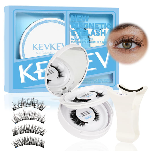 KevKev Magnetic Eyelashes Kit 2Pairs Reusable Magnetic Lashes Kit Smaller Magnets False Eyelashes without Eyeliner No Glue Needed with Applicator Easy to Wear and Remove