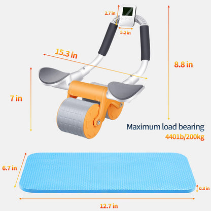 2024 New Ab Roller Wheel with Timer & Knee Mat,Automatic Rebound Abdominal Wheel with Elbow Support Ab Workout Equipment for Strengthening Core Muscles Abs Exercise Roller for Women Men