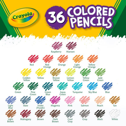 Crayola Colored Pencils (36ct), Kids Pencil Set, Back to School Essentials, Must Have Classroom Supplies for Kids, Pre-Sharpened Coloring Book Pencils, 3+