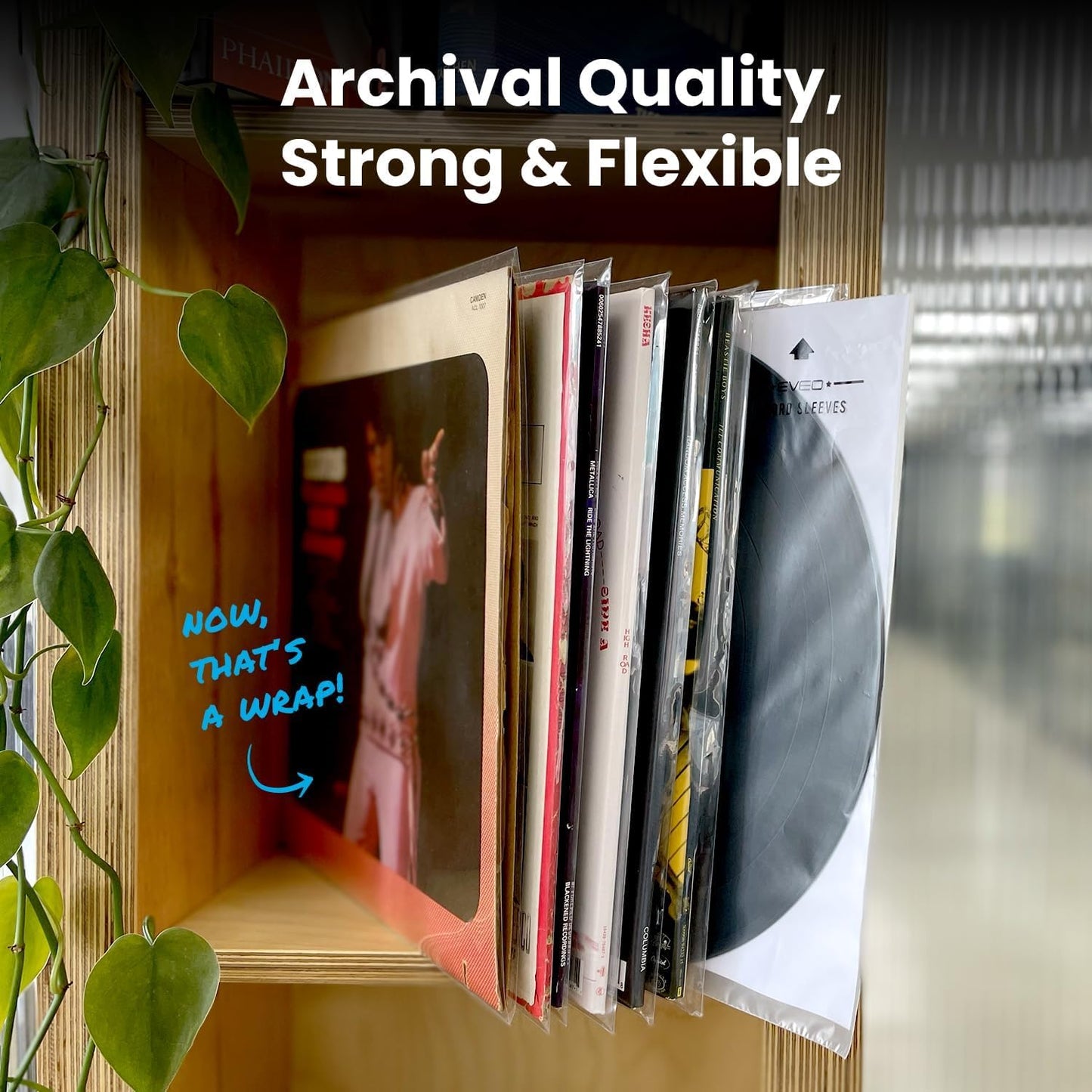 EVEO 200 Vinyl Record Sleeves Outer – Crystal Clear Outer Vinyl Sleeves LP Album Covers 12.75"x12.75" | Perfect Fit Protective 3 Mil Protection for Single & Double LPs - Archival Quality