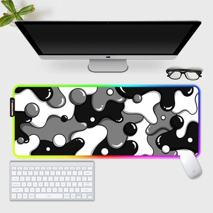 KRAKEN KEYBOARDS DRIP XL Black & White Gaming RGB Mouse Pad - Professional Artisan Mouse Pad - Black & White Gaming RGB Desk Mat - 31" x 12" Thick Extended XXL Gaming Mouse Pad (Stealth)