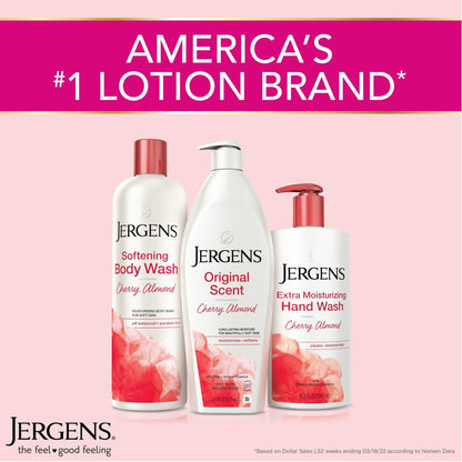 Jergens Original Scent Dry Skin Body Lotion, Hand and Body Moisturizer, Cherry Almond Essence, Dermatologist Tested, 2 Oz, Pack of 20