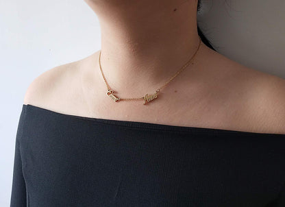 GR35Z9 Custom Name Necklace with 4 Names for Women Personalized Multiple Names Necklace 18k Gold Plated Stainless Steel Initial Pendant Jewelry Gift for Mother Day