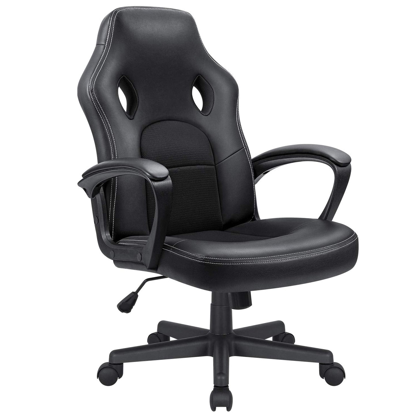 KaiMeng Office Gaming Chair High Back Leather Computer Chairs Ergonomic Height Adjustable Racing Game Desk Chair Executive Conference Task Chair (Black)