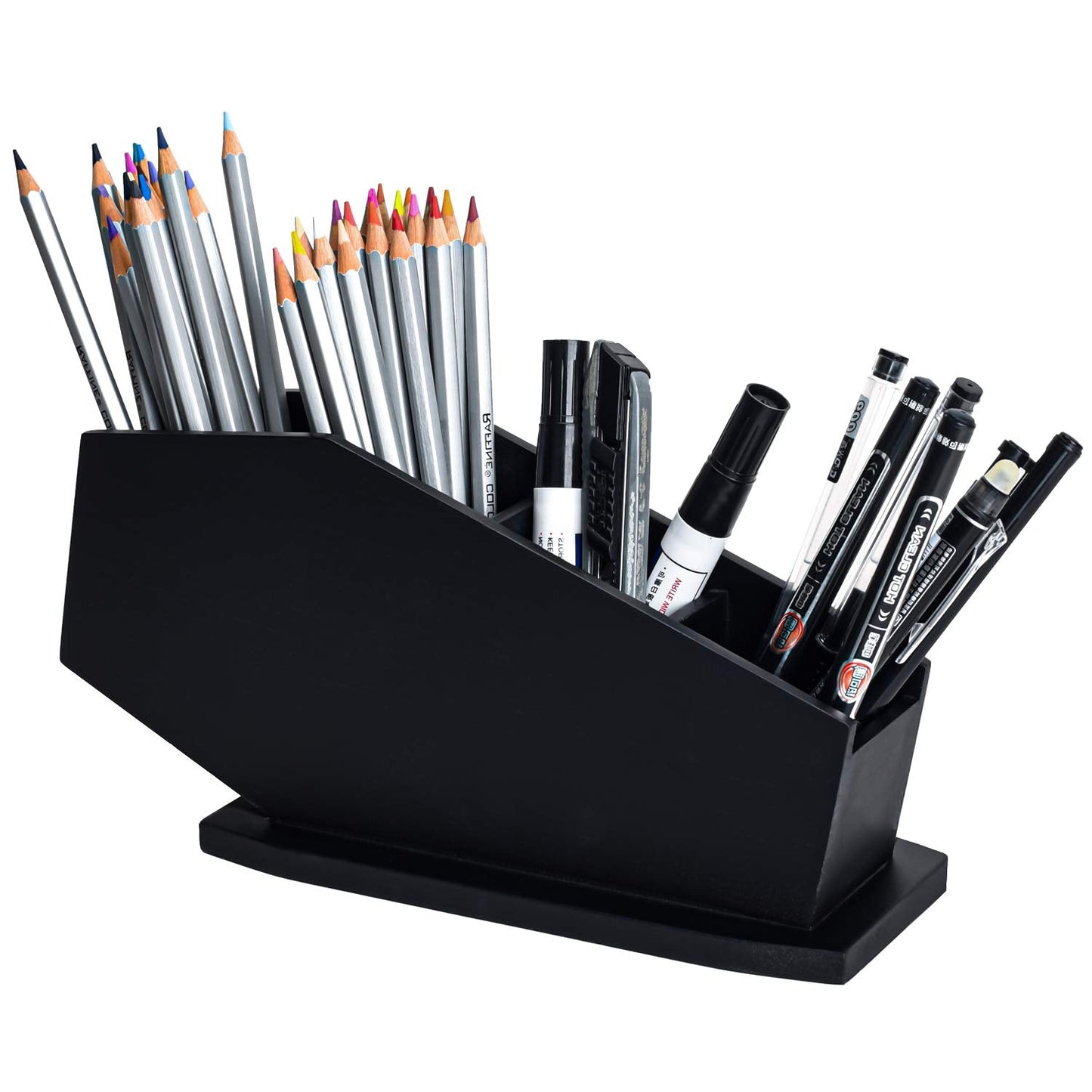 Gothvanity Coffin Brush Holder - Gothic Desk Organizer - Wooden Coffin Pen Holder -Spooky Decor for Bathroom, Living Room or Bedroom- Black - 10x 5x3.25 Inches