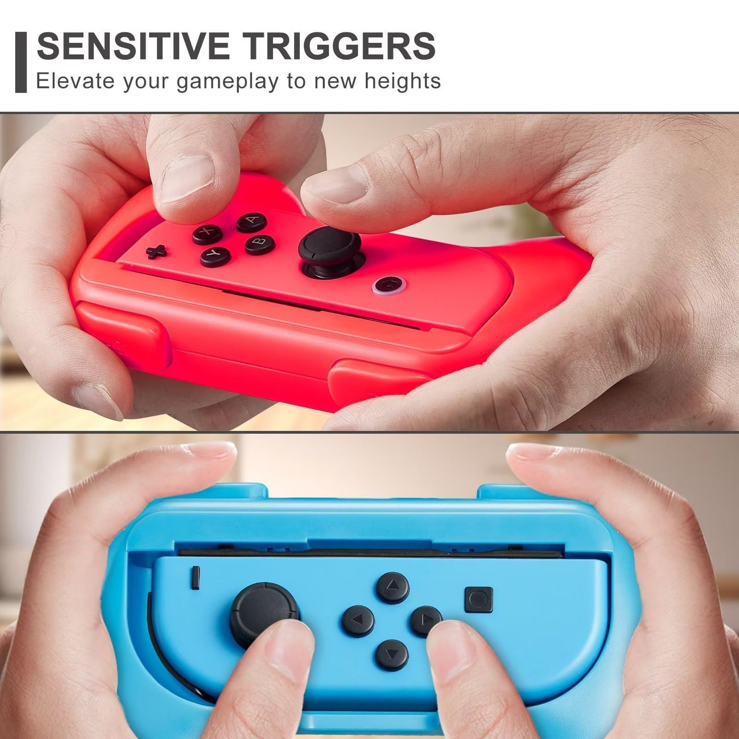 Gepicest Switch Accessories Grip Holder for Joycon Controller Compatible with Switch Handheld Remote, Kit Set Grips Holder for Dual Joycon Remote Controller Black Red Blue 4 Packs