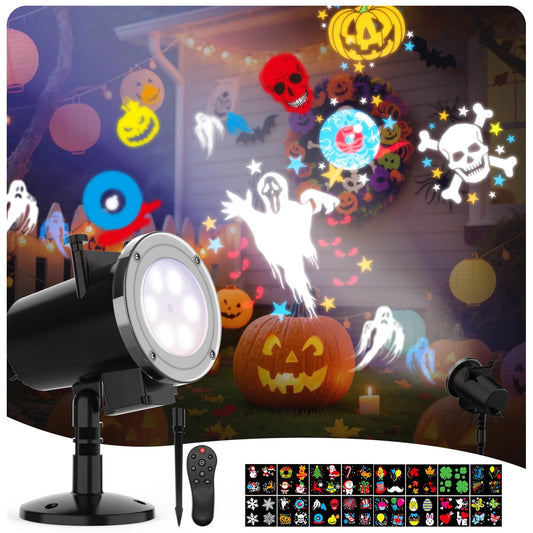 Elec3 Halloween Projector Lights Outdoor, 16 Patterns Christmas Projector Lights Waterproof Indoor Outdoor Holiday Light with Remote Control for House Party Home Christmas Decor