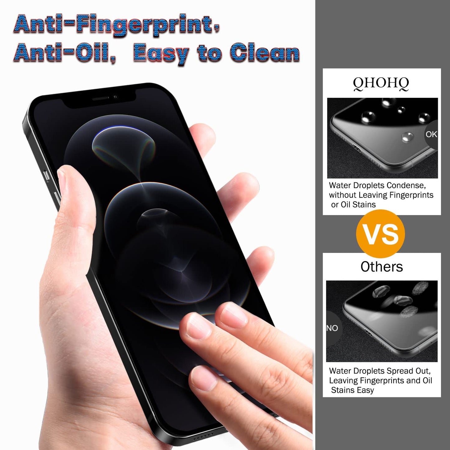 QHOHQ for iPhone 16 Pro Screen Protector with Camera Lens Protector, [Military Grade Shatterproof], Top 9H+ Tempered Glass, Full Edge Coverage, Ultra Durable, with Easy Installation Tool [3+3 Pack]