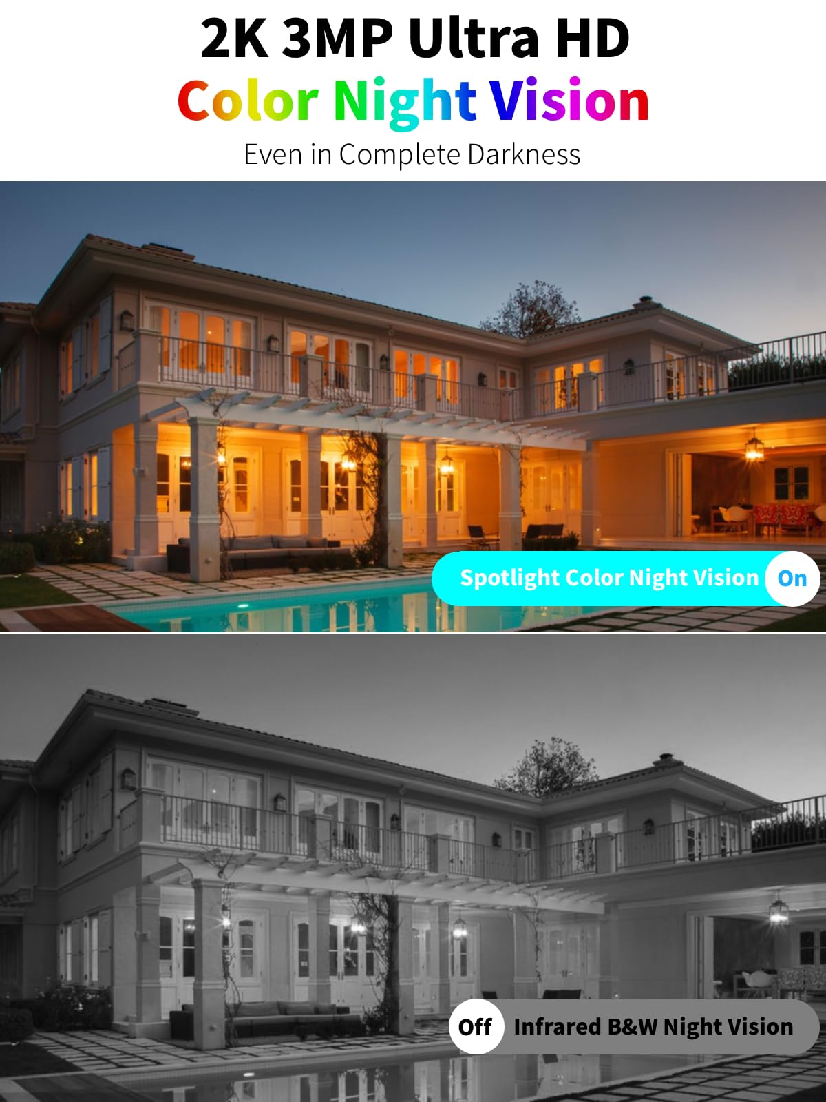 ieGeek Security Cameras Wireless Outdoor, 2K 3MP Battery Powered WiFi Security Camera with Spotlight & Siren Alarm, 2-Way Audio, Color Night Vision, AI Detection for Home Security, Works with Alexa