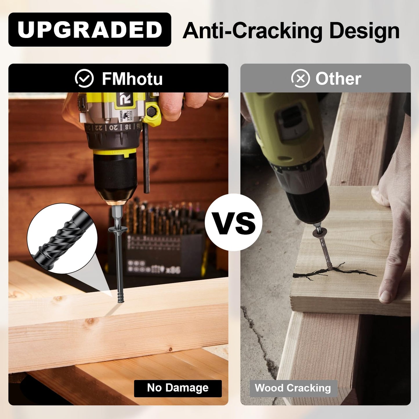 FMhotu 2-7/8 Inch Heavy-Duty Outdoor Wood Screws Assortment Fastener Kit, 50Pcs Star Drive Deck Screws, Rust Resistant Timber Screws for Timber/Log/Landscaping Wood (#14 x 2-7/8" Black)