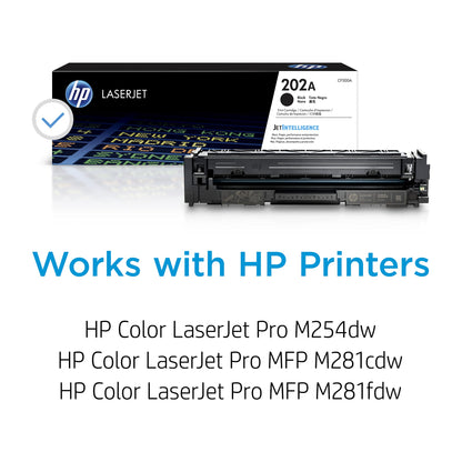 HP 202A Black Toner Cartridge for HP Printers | Works with Color LaserJet Pro M254; Color LaserJet Pro MFP M281 Series | CF500A