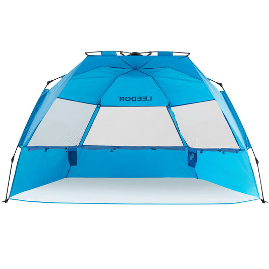 Leedor Beach Tent Sun Shelter Instant Beach Umbrella Easy with UPF 50+ UV Portable Windproof Pop Up Shade for 3 to 4 Person for Family Patent Pending