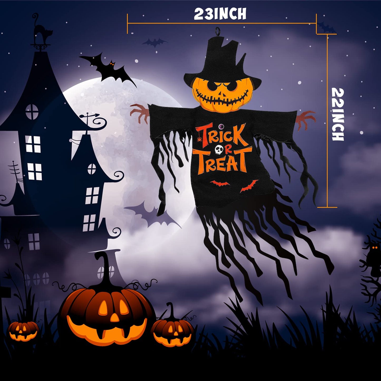 Halloween Garden Flag Outdoor Decorations for Outside Double-Sided Printed, Pumpkin Ghost Winter Yard Flags House Yard Seasonal Decoration 22 x 23 Inch Treat or Trick