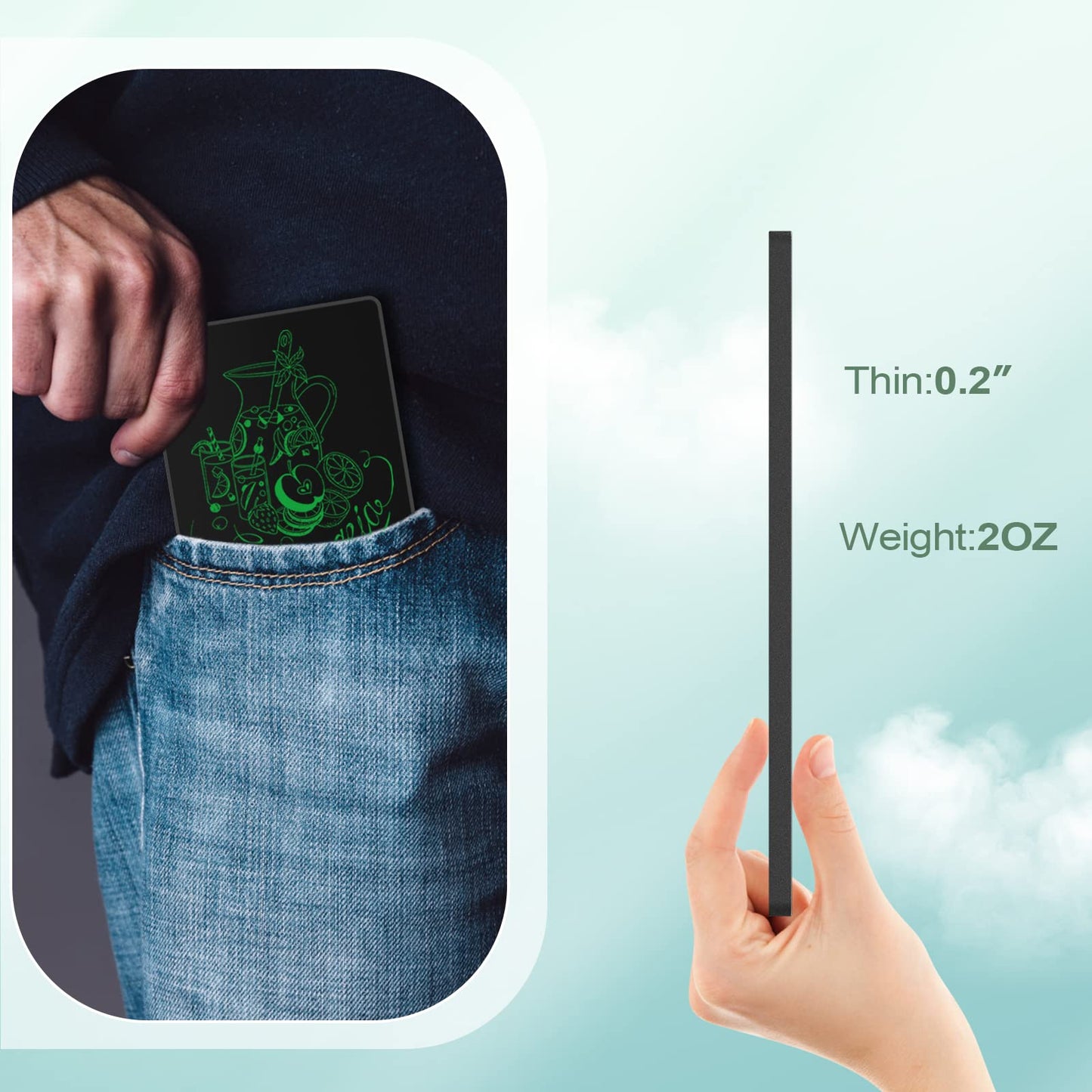 LCD Writing Tablet for Adults-6.5″&6″ LCD Writing Tablet,Double-Sided Full Screen Electronic Drawing Pad,Mini Portable Digital Notepad for School,Office,Home,Erasable,Reusable