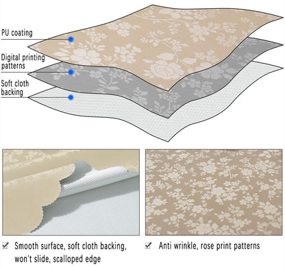 Jeloris Waterproof Vinyl Tablecloth, Square Heavy Plastic Tablecloth, Wipeable Spillproof Oil-Proof Vinyl Table Cover for Kitchen Dining Room (Beige, 60" x 60")