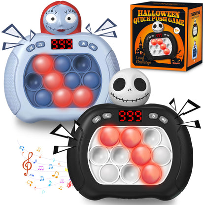 2pcs Halloween Pop Push Game Light Up Fidget Toy,Halloween Toys for Boys Grils Teens Age 3-12,Pop Bubble Sensory Toys,Halloween Party Favors Halloween Trick or Treat Gifts (Black-Blue)