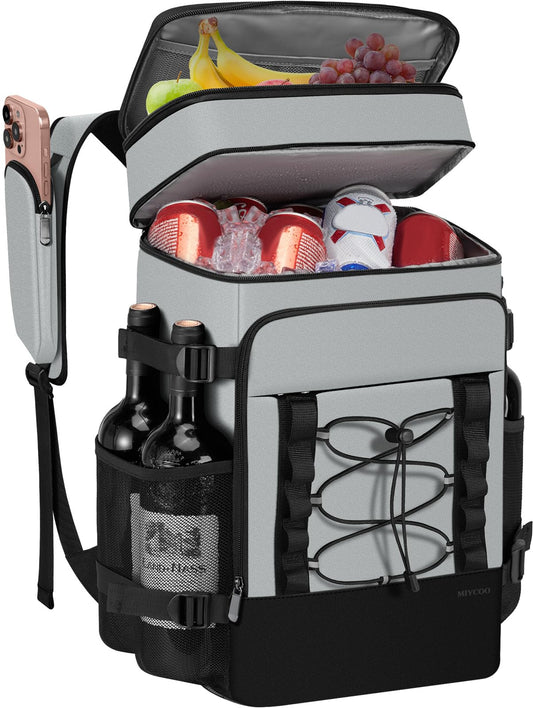 Cooler Backpack - 40 Cans Insulated Backpack Cooler for Men & Women, Portable 2 Leak Proof Compartments Coolers Bag for Beach Travel Picnic Lunch Hiking BBQ Camping - MIYCOO
