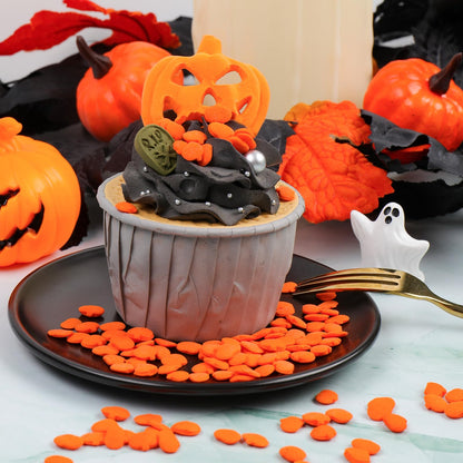 Halloween Sprinkles Edible for Cake Decorating, 8Oz Fall Sprinkles with Black Orange Purple Nonpareils and Jimmies, Eyeball, Black Sugar and Orange Pumpkin for Cupcakes Cookie Ice Cream Baking Topping