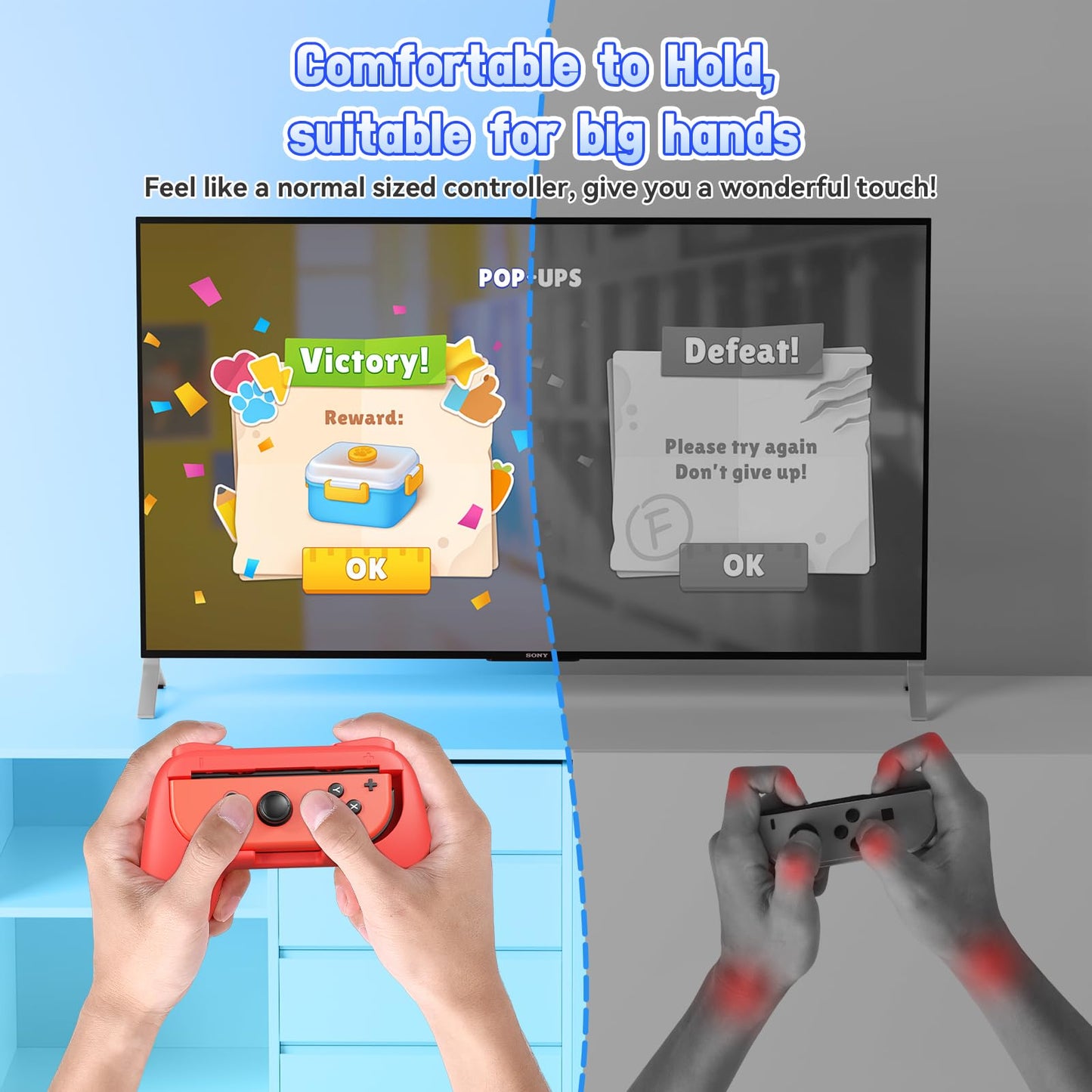 FASTSNAIL 4 Pack Grips Kit Compatible with Nintendo Switch for Joy Con, Wear-Resistant Grip Controller for Joy con & OLED Model with 12 Thumb Grip