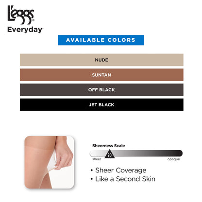 L'eggs Everyday Control Top Sheer Toe Pantyhose for All Day Comfort, 100% Nylon, Nude, Size Q (Pack of 3)