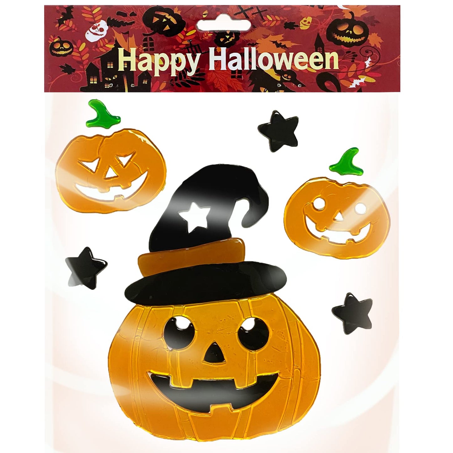Halloween Gel Window Clings Decorations Window Stickers Gel Window Decor Includes Ghosts Pumpkins Witch Bats Haunted House, Reusable and Easy to Remove - 6 Sheets