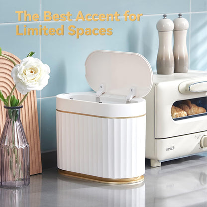 ELPHECO Mini Trash Can with Lid Small Desktop Lid, 1.3 Gallon Countertop Automatic Garbage Can, Commercial Tiny Motion Sensor Waste Basket for Bathroom, Coffee, Bedroom, Office