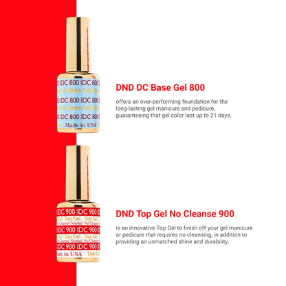 DND DC Base Gel and Top Gel Polish No Cleanse Set, UV/LED GelBase Polish 800 and No Cleanse Top Coat 900, Salon Professional Gel Polish Duo, 0.5 Fl Oz Each