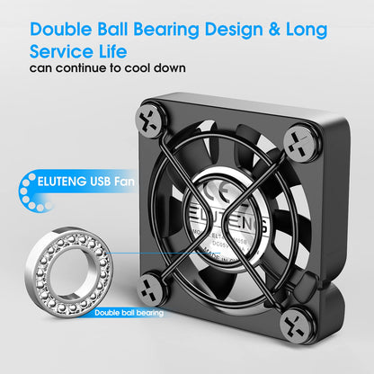 ELUTENG Dual 40mm USB Fan with 3 Speeds Adjustable 5V PC Fan Max 5500RPM 40mm * 40mm * 25mm Mini Case Fan Quiet Computer Fan Compatible for PC, TV Box, Router, Xbox, PlayStation