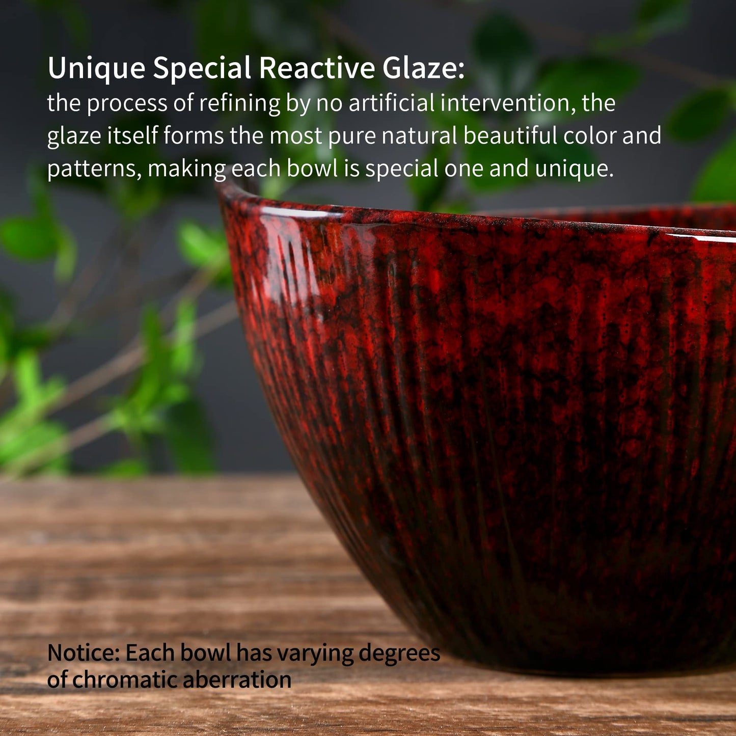 JH JIEMEI HOME Ramen Bowl with Chopsticks and Spoons, Ceramic Set of 2, Dishwasher Safe for Pho Udon Soba Noodle Salad Pasta, Special Reactive Glazed Crimson Bowls Set