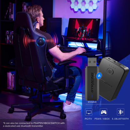 GTRACING Gaming Chair with Footrest Speakers Video Game Chair Bluetooth Music Heavy Duty Ergonomic Computer Office Desk Chair