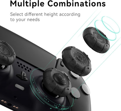 GeekShare Thumb Grip Caps for PS5, Thumbsticks Cover Set Compatible With Switch Pro and PS4/PS5 Controllers, 3 Pairs / 6 Pcs (Black)
