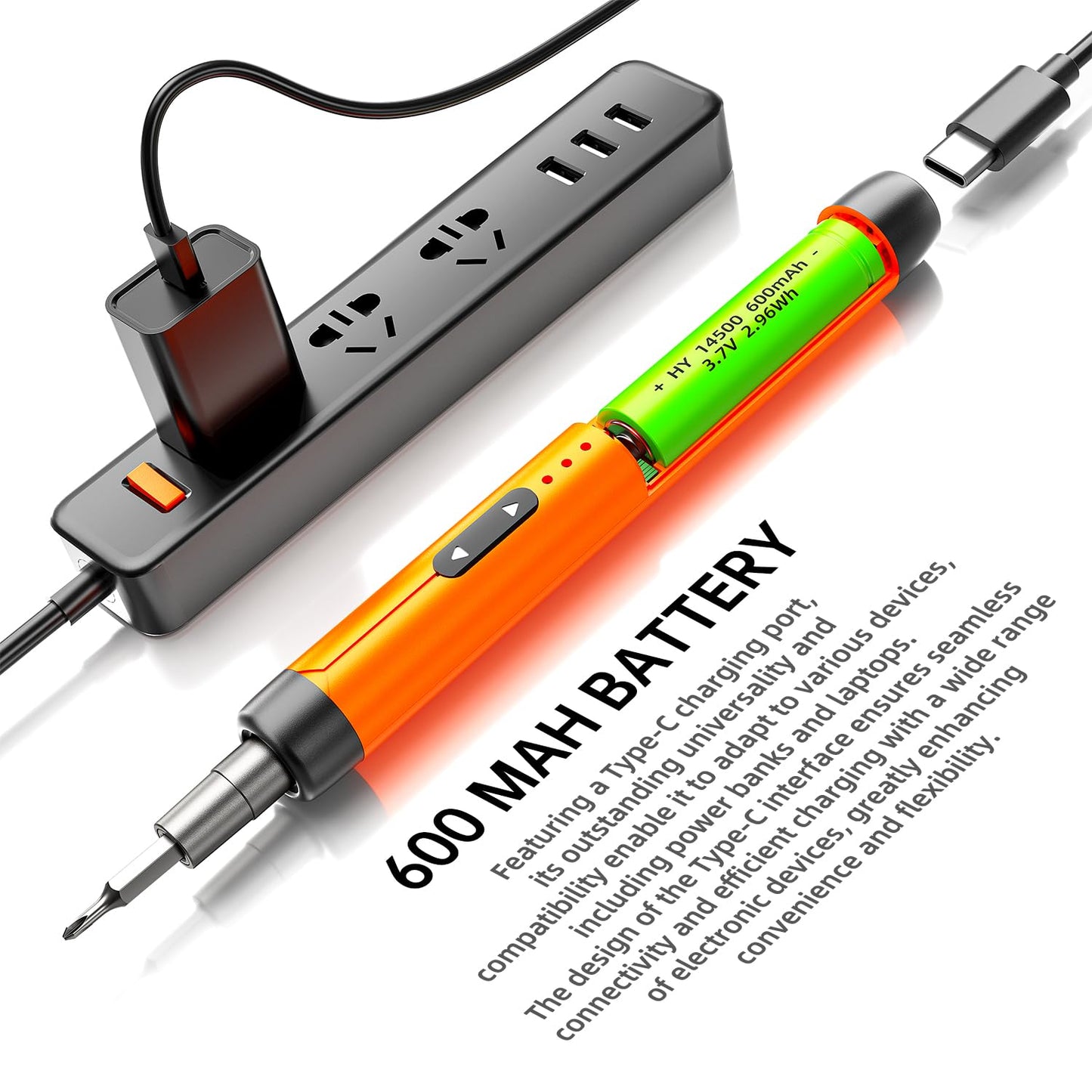 ANVANNA Electric Screwdriver, Precision Screwdriver Set, 120-in-1 Magnetic Bits, Magnetic Storage, 5 Torque Settings, Mini 3.7V Power Screwdriver Repair Tool Kit for PC RC Electronic - ORANGE