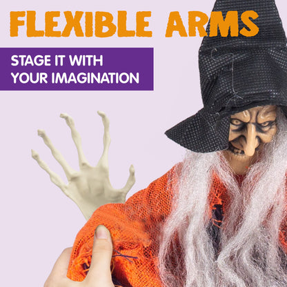 JOYIN 4 Pcs 19.6” Hanging Witch Halloween Decorations Outdoor Indoor Flying Haunted House Scary Decor for Lawn Garden Yard