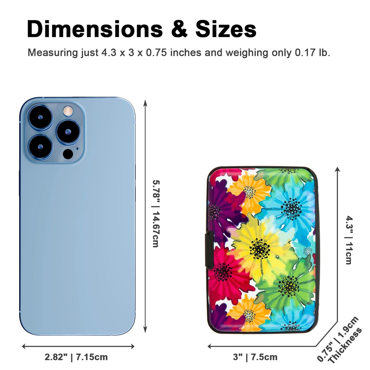 Kaabao Credit Card Holder, Metal Card Wallet RFID Blocking Mini Slim Aluminum Business Hard Card Case for Women Men (Motley Floral)