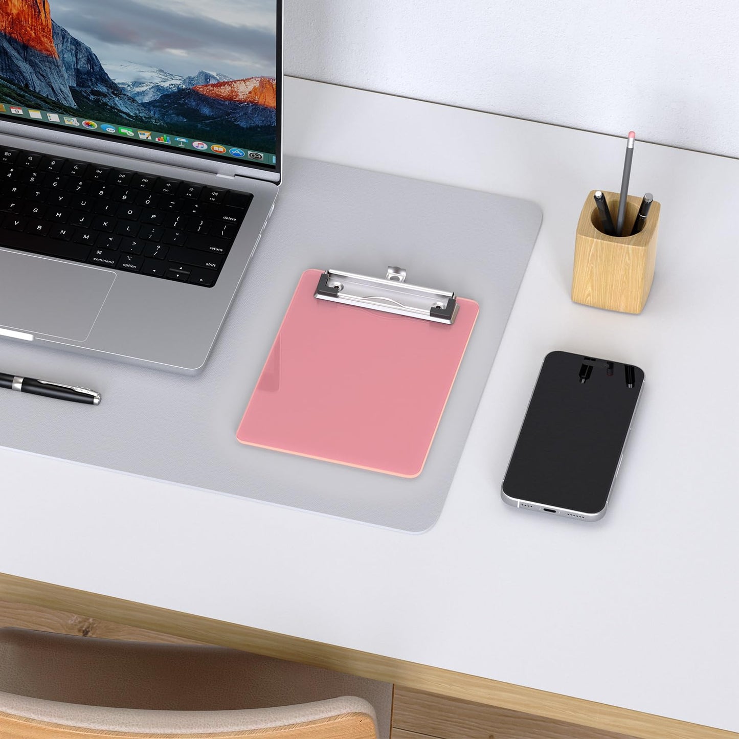 Juvealoe Mini Clipboard, 5 x 7 Plastic Small Pink Colored Clip Boards with Low Profile Clip, Memo Size for Classroom, Teacher, Students, School & Office Supplies