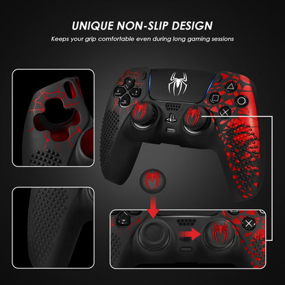 JORREP Anti-Slip PS5 Controller Skin, PS5 Controller Accessories, Non-Slip Silicone PS5 Controller Cover Case with Thumb Grip Gaps, Touch Pad Sticker and Cover Wrap Stickers