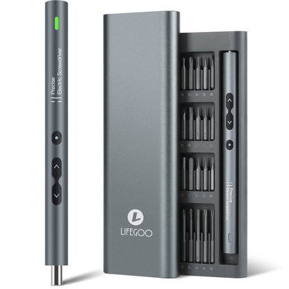 LIFEGOO Mini Electric Screwdriver, 62 in 1 Cordless Precision Power Screwdriver Set with 48 Bits, LED Lights Magnetic Mat, Rechargeable Portable Repair Tool Kit for Phone Watch Camera Laptop PC