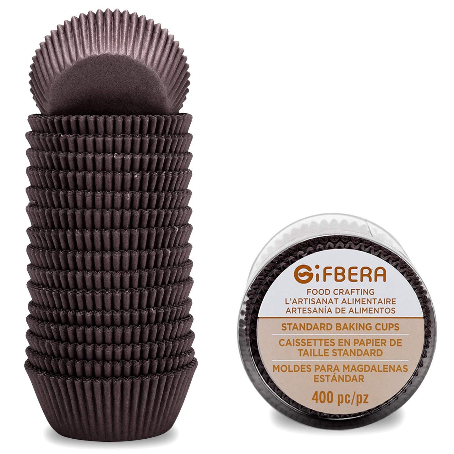 Gifbera 400-Count Brown Standard Cupcake Liners Swedish Paper Coffee Baking Cups for Halloween Christmas, Coffee Color