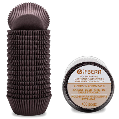 Gifbera 400-Count Brown Standard Cupcake Liners Swedish Paper Coffee Baking Cups for Halloween Christmas, Coffee Color