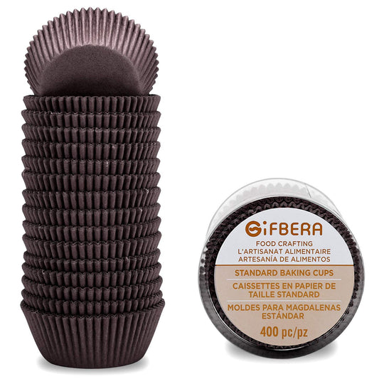 Gifbera 400-Count Brown Standard Cupcake Liners Swedish Paper Coffee Baking Cups for Halloween Christmas, Coffee Color