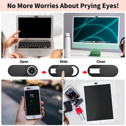 Laptop Camera Cover Slide Cute, Ultra Thin Webcam Cover for iPhone iPad MacBook Pro Computer iMac Cell Phone PC Accessories, Camera Blocker Slider, Great for Privacy (3 Small Black+3 Large Black)
