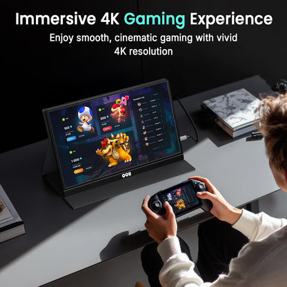 QQH 4K Portable Monitor, 15.6" IPS 3840x2160 UHD USB-C HDMI Travel Portable Monitor for Laptop, Ultra-Slim Alloy Gaming Monitor Second Display with w/Smart Cover for PC, Phone, PS5/4, Xbox, Switch