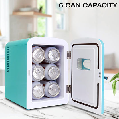 Koolatron Mini Fridge - Refrigerator for Bedroom Office, Portable Table Top Beverage Cooler, 12V 110V Refrigerador For Drinks, Soda, Wine, Breast Milk, Use In Car, Dorm, Outdoor, Patio, 8 Can