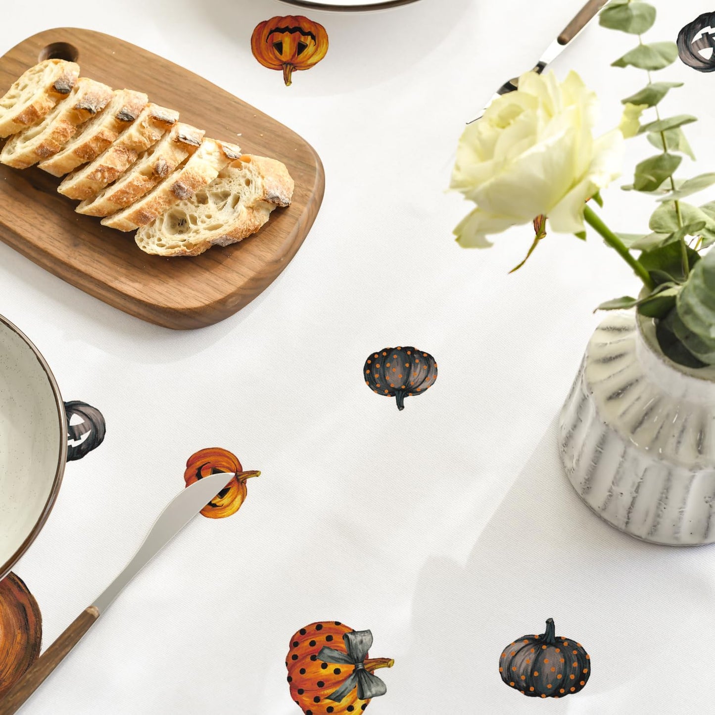 Horaldaily Halloween Tablecloth 60x84 Inch Rectangular, Ghost Pumpkin Washable Table Cover for Party Picnic Dinner Decor