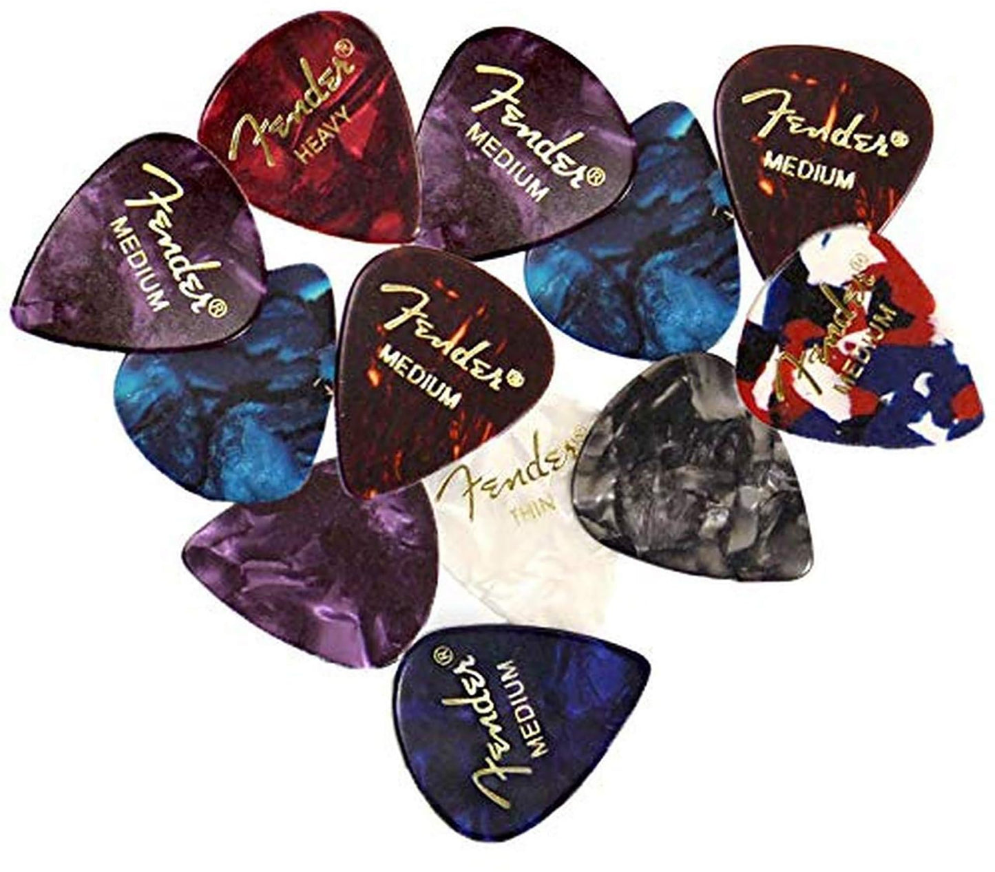 Fender Premium Picks Sampler - 12 Pack Includes Thin, Medium & Heavy Gauges (Austin Bazaar Exclusive)