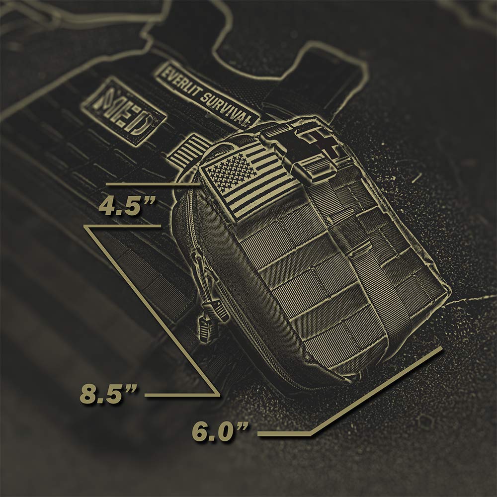 EVERLIT Emergency Trauma Kit, CAT GEN-7 Tourniquet 36" Splint, Military Combat Tactical IFAK for First Aid Response, Critical Wounds, Severe Bleeding Control (Black Camo)