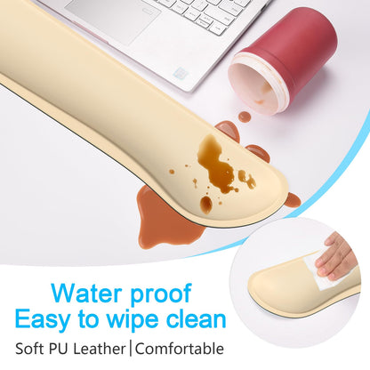 Dapesuom Keyboard Wrist Rest Set, Cute PU Leather Wrist Cushion for Computer Keyboard and Mousepad, Memory Foam Mouse Pad Rests Support with Non-Slip Base for Typing Pain Relief Laptop, Colonial White